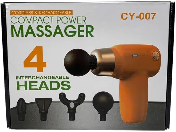 Pistolet de Massage Compact Tête Interchangeable 4en1 CY-007 - Orange 3
