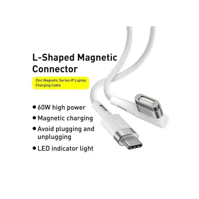 Câble de charge magnétique 60W Type-C Vers Ports en forme de L - Compatible Apple MacBook 2